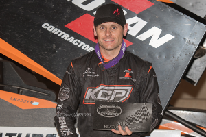 Ian Madsen won the Sprint Invaders main event at the Iowa State Fair Speedway in Des Moines (Dave Hill Photo)