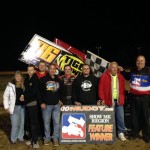 Tyler Thomas with his family and crew in victory lane following his NSL 360 victory at Callaway Raceway. (Image courtesy of the NSL)