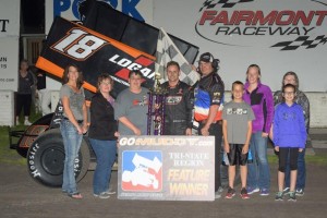 Ian Madsen in victory lane following his NSL 360 Sprint Car Series victory. (Image courtesy of the NSL)