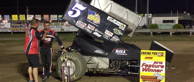 Byron Reed in victory lane at Fremont Speedway. (Todd Smith Photo)