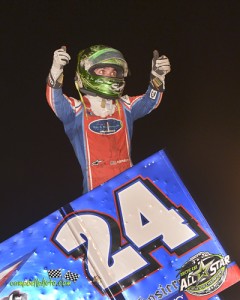 Rico Abreu following his victory Saturday at Kokomo Speedway in the Dirt Classic. (Mike Campbell Photo)