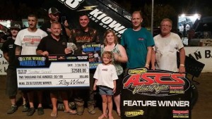 Jonathan Cornell with his family and crew in victory lane at Double-X Speedway. (ASCS / Terry Ford Photo)