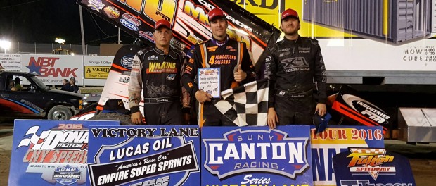 (l to r) Second place Chuck Hebing, winner Steve Poirier, and third place Jason Barney. (ESS Photo)