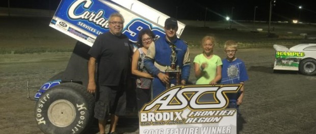 Skylar Gee with his race team in victory lane. (ASCS / "Good Day Sir Photography")