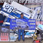 Zeb Wise after winning the All Star Circuit of Champions feature and securing the point championship for Rudeen Racing Saturday at Eldora Speedway. (Mike Campbell photo)