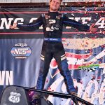 Logan Seavey after competing the sweep of all three USAC National Divisions at the 4-Crown Nationals Saturday at Eldora Speedway. (Mike Campbell photo)