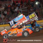 Jared Horstman (#17) racing with Dustin Daggett (#85) Friday at I-96 Speedway with the Great Lakes Super Sprints. (Jim Denhamer Photo)