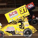 Jac Nickles (#31) racing with Ryan Coniam (#46) Saturday at Waynesfield Raceway Park. (Jim Denhamer Photo)