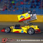 Mike McVetta in route to victory Saturday night at Berlin Raceway. (T.J. Buffenbarger photo)