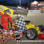 Mike McVetta in victory lane Saturday at Berlin Raceway. (T.J. Buffenbarger photo)