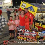 Mike McVetta with his family in victory lane Saturday at Berlin Raceway. (T.J. Buffenbarger photo)