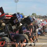 Cars in the pit area at Eldora Speedway. (T.J. Buffenbarger Photo)