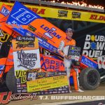 Giovanni Scelzi in victory lane at Eldora Speedway. (T.J. Buffenbarger Photo)