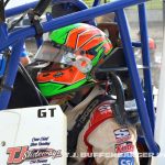 Gary Taylor strapped in before hot laps at Eldora Speedway. (T.J. Buffenbarger Photo)