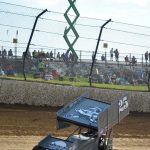 Daison Pursley passes under the Floracing camera position in turn one at Eldora Speedway during the Jokers Jackpot. (T.J. Buffenbarger Photo)