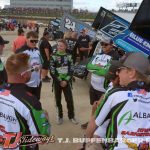 Chase Randall holding court with his crew during the Jokers Jackpot at Eldora Speedway. (T.J. Buffenbarger Photo)