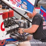 One of Roth Motorsports Toyota engines being prepared for Thursday's Jokers Jackpot at Eldora Speedway. (Dan McFarland Photo)