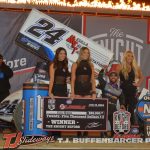 Rico Abreu in victory lane at Eldora Speedway after winning the Knight Before the Kings Royal at Eldora Speedway. (T.J. Buffenbarger Photo)