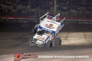 Bill Balog (#17B) and Rico Abreu (#24) racing for the lead at Knoxville Raceway. (Serena Dalhamer Photo)