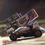 Abby Hohlbein (#11A) racing with Jason Blonde (#10) Friday at Hartford Motor Speedway. (Jim Denhamer Photo)