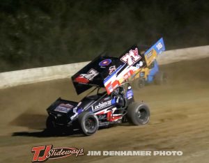 Max Stambaugh (#71H) inside of Ryan Ruhl (#16) Friday at Hartford Motor Speedway. (Jim Denhamer Photo)