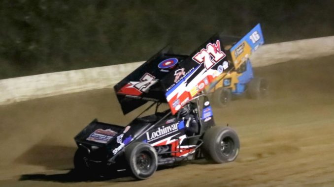 Max Stambaugh (#71H) inside of Ryan Ruhl (#16) Friday at Hartford Motor Speedway. (Jim Denhamer Photo)