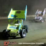 Frank Neill (#88N) racing with Mike Keegan (#X) Friday at Hartford Motor Speedway. (Jim Denhamer Photo)