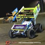 Kelsey Ivy (#20I) racing with Ryan Ruhl (#16) Friday at Hartford Motor Speedway. (Jim Denhamer Photo)