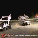 Max Frank (#38), Mike Keegan (#X), and Jett Mann (#19) Friday at Hartford Motor Speedway. (Jim Denhamer Photo)