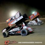 Gregg Dalman (#49T) racing with Jett Mann (#19) Friday at Hartford Motor Speedway. (Jim Denhamer Photo)