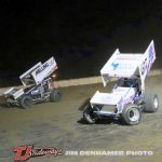 Jason Blonde (#10) racing with Brad Lamberson (#27) Friday at Hartford Motor Speedway. (Jim Denhamer Photo)