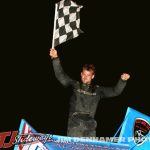 Keith Sheffer Jr. after winning Friday at Hartford Motor Speedway. (Jim Denhamer Photo)