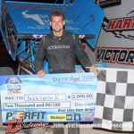 Keith Sheffer Jr. after winning Friday at Hartford Motor Speedway. (Jim Denhamer Photo)