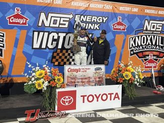 Kyle Larson in victory lane at Knoxville Raceway. (Serena Dalhamer Photo)