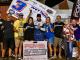 Ayrton Gennetten with his family and crew in victory lane Sunday at the Missouri State Fair Speedway. (John Lee Photo)