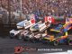 Scott Bogucki (#10), Skylar Gee (#99), and Matt Juhl (#09) during opening ceremonies Wednesday night at the Knoxville Raceway. (Mark Funderburk Photo)