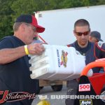 Derek Bischak's crew fueling up their car before the main event. (T.J. Buffenbarger Photo)