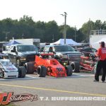 Cars ready to push off for qualifying with the 500 Sprint Car Tour. (T.J. Buffenbarger Photo)