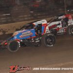 Kyle Cummins (#3) racing with Daison Pursley (#21AZ) Thursday night at Kokomo Speedway. (Jim Denhamer Photo)