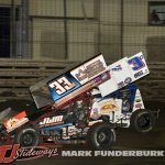 Cap Henry (#33) racing with Ayron Gennetten (#3) Thursday at Knoxville Raceway. (Mark Funderburk Photo)