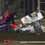 Sheldon Haudenschild (#17) racing with Bill Balog (#17B). (Mark Funderburk Photo)