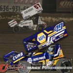 Kyle Larson (#57) racing with Brad Sweet (#83) Friday at Federated Auto Parts Raceway at I-55. (Mark Funderburk Photo)