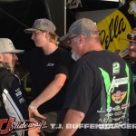 Hunter Schuerenberg and the rest of the 2KS team discussing things before the race at Eldora Speedway. (T.J. Buffenbarger Photo)