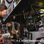 Sye Lynch prepares to climb into his race car at Eldora Speedway. (T.J. Buffenbarger Photo)