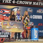 Daison Pursley in victory lane Friday at Eldora Speedway after winning the USAC National Midget Car Series feature. (T.J. Buffenbarger Photo)