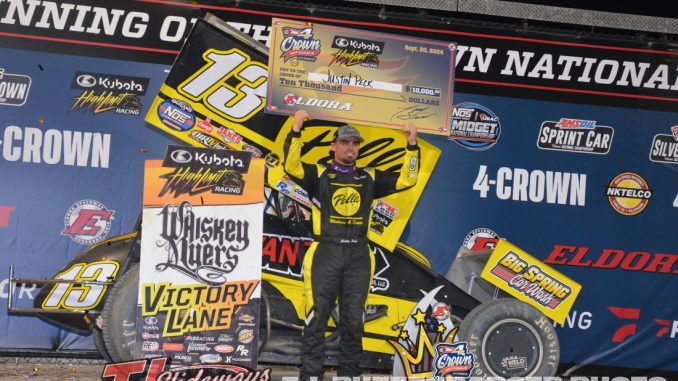 Justin Peck in victory lane at Eldora Speedway. (T.J. Buffenbarger PHoto)