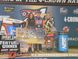 Daison Pursley in victory lane after his USAC National Sprint Car Series feature victory at Eldora Speedway. (T.J. Buffenbarger Photo)