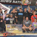 Rico Abreu with crew, family, and friends in victory lane at Eldora Speedway. (T.J. Buffenbarger Photo)