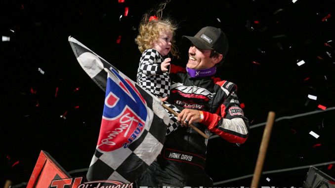 Hank Davis in victory lane at Electric City Speedway. (Emily Schwanke photo)