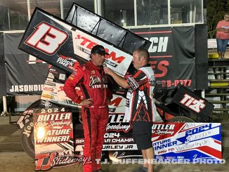 Van Gurley Jr. in victory lane at Butler. (T.J. Buffenbarger Photo)